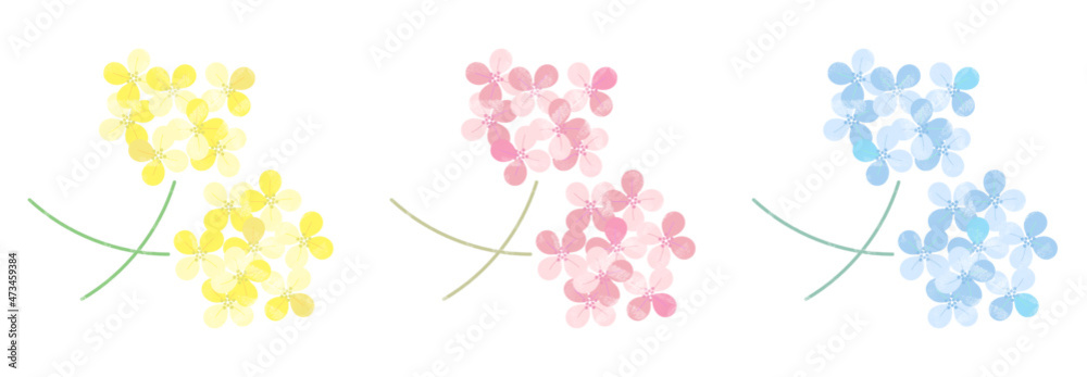 シンプルな花のイラスト 菜の花 黄色 ピンク 青色 Stock Vector Adobe Stock