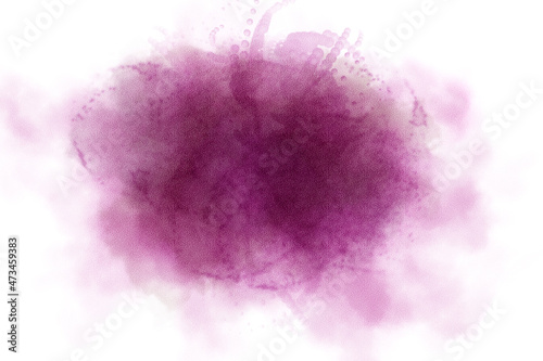 Abstract watercolor splashes digital art painting soft focus for texture background. Pink watercolor brush strokes isolated on white background. 