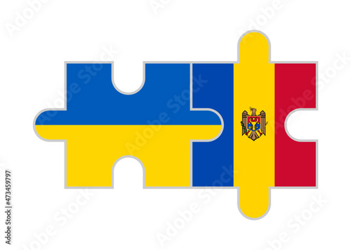 puzzle pieces of ukraine and moldova flags. vector illustration isolated on white background
