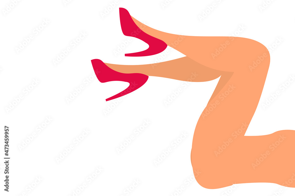 Women's legs without panties with shoes. Vector Women's legs without panties with shoes. Vector