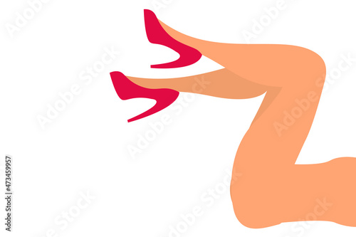 Women's legs without panties with shoes. Vector