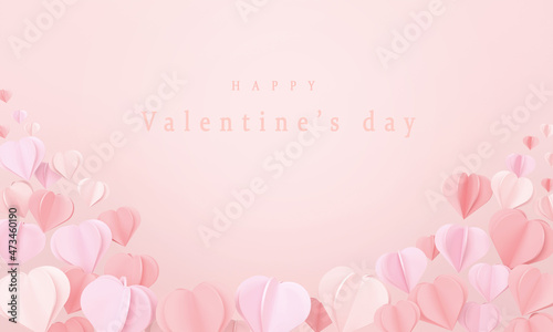 paper heart frame with pink background. Valentine's day concept.