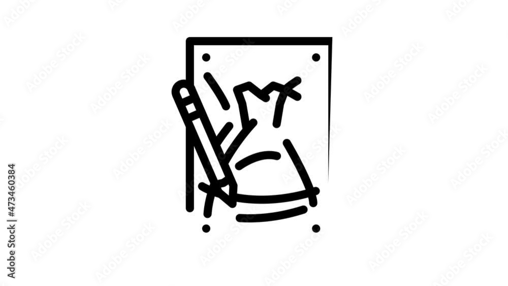 sketches stylist animated line icon sketches stylist sign. isolated on white background sketches stylist animated line icon sketches stylist sign. isolated on white background
