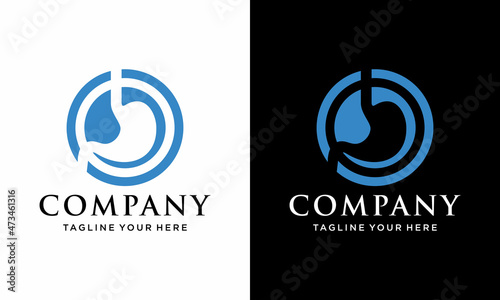 Stomach Logo vector illustration design - creative Gastroenterology Healthy Logo element icon, Stomach healthcare icon vector template. on a black and white background.