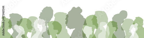 People of different ethnicities stand side by side together. Flat vector illustration.	