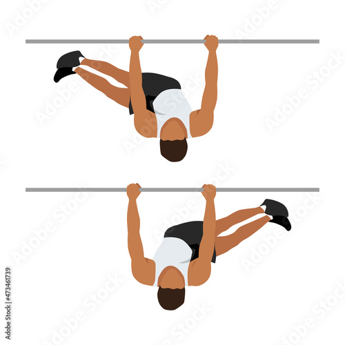 Man doing barbell windshield wipers exercise isolated on different layers flat vector illustration