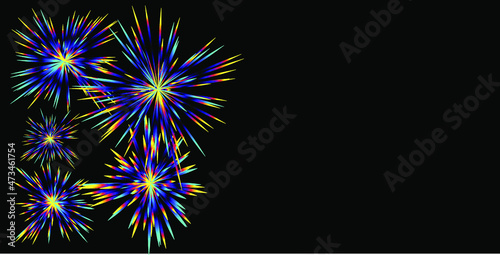 Colorful Festival fireworks Background Wallpaper. Poster Banner Graphics New Year, Christmas, Diwali. Vector illustration.
