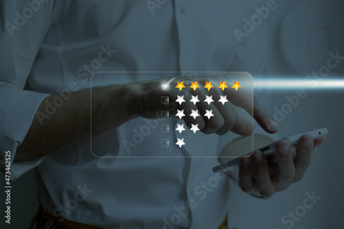 business men gives five star rating