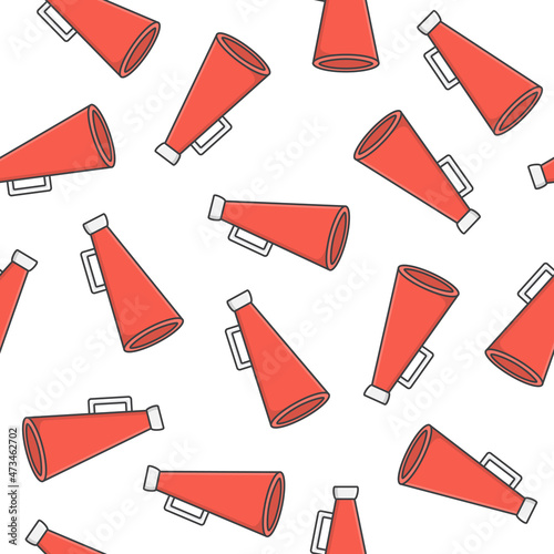 Speaker Toa Megaphone Seamless Pattern On A White Background. Megaphone Icon Vector Illustration