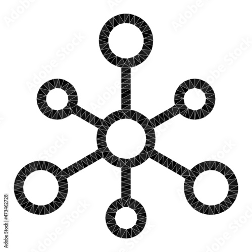 Low-poly system links icon illustration is combined from chaotic filled triangles. Triangle system links polygonal icon vector illustration. System Links icon is filled with triangles.