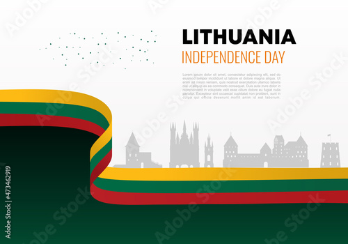 Lithuania independence day background banner poster for national celebration on march 11.