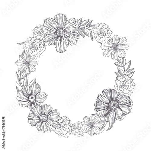 Floral wreath. Sketch illustration.
