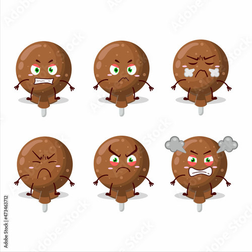 Orange lolipop wrapped cartoon character with various angry expressions