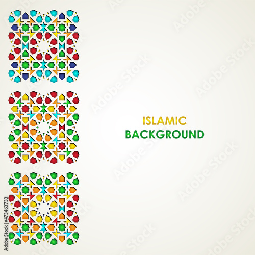 Arabic arabesque design greeting card for Islamic event.