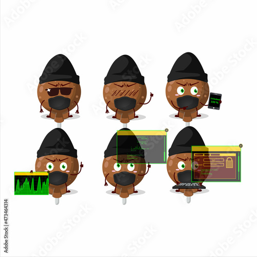 A Hacker orange lolipop wrapped character mascot with