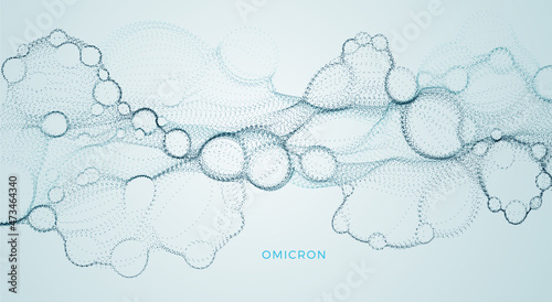 Abstract vector fluid particle flow background. Virus vector illustration use in science, microbiology, nano  technology.