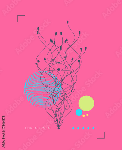 Abstract data technology cover page design connected with lines and dots. Vector illustration use for poster, flyer, banner.




