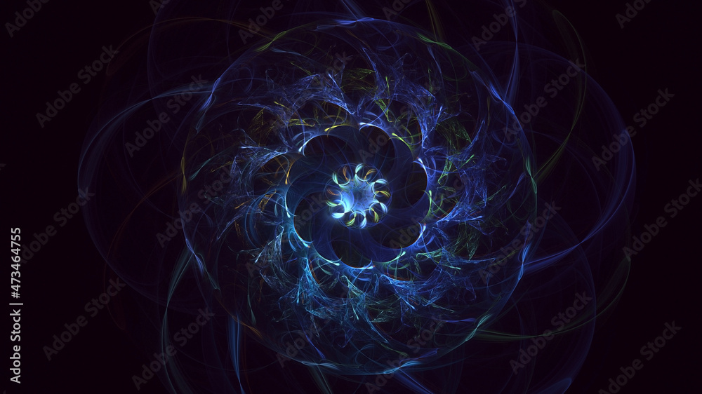 3D rendering abstract blue fractal light background 3D rendering abstract blue fractal light background