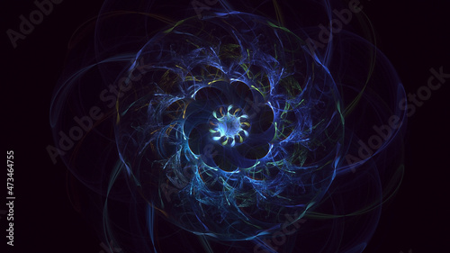 3D rendering abstract blue fractal light background