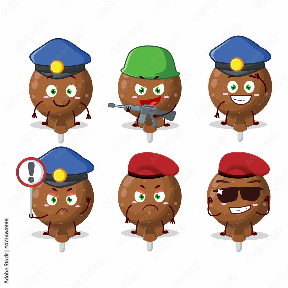 A dedicated Police officer of orange lolipop wrapped mascot design style
