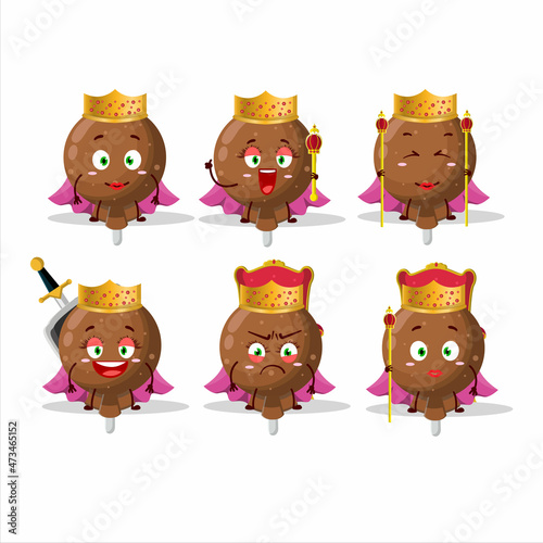Queen and her magic clothes cartoon of orange lolipop wrapped wearing tiara