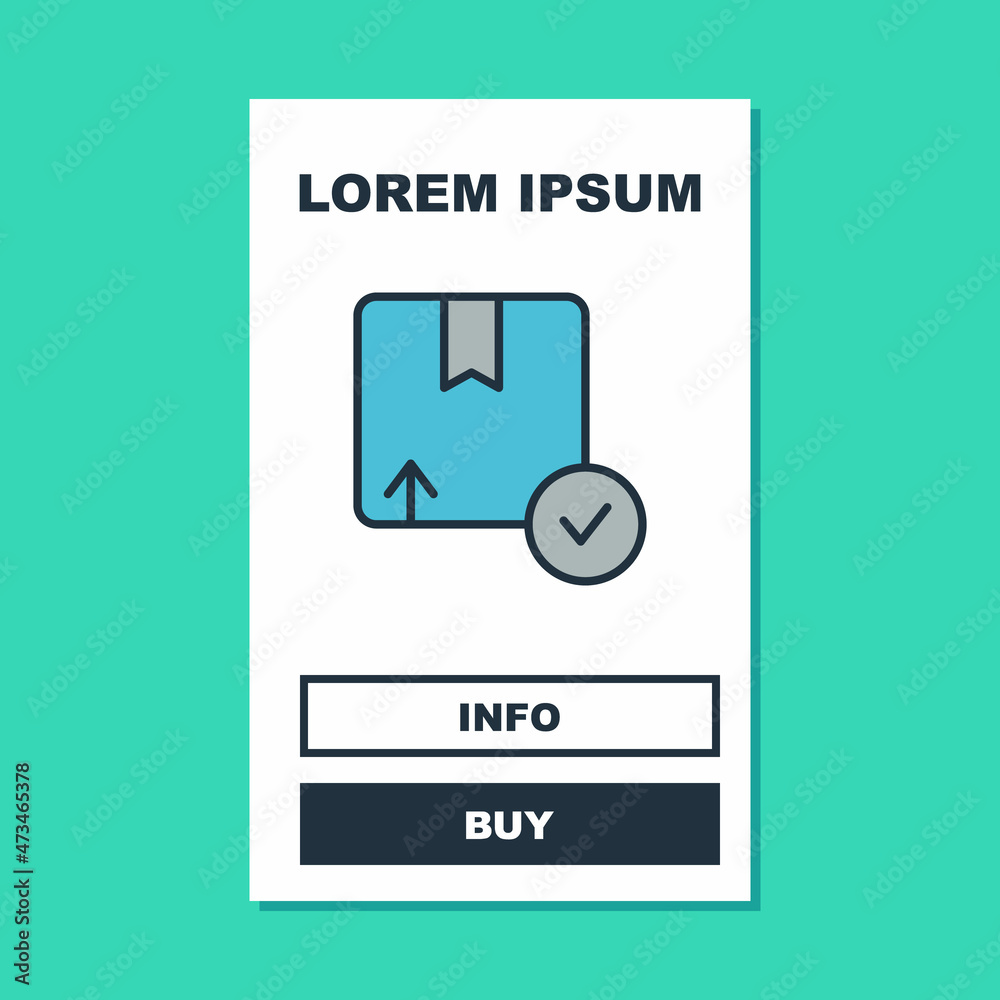 Filled outline Carton cardboard box icon isolated on turquoise background. Box, package, parcel sign. Delivery and packaging. Vector