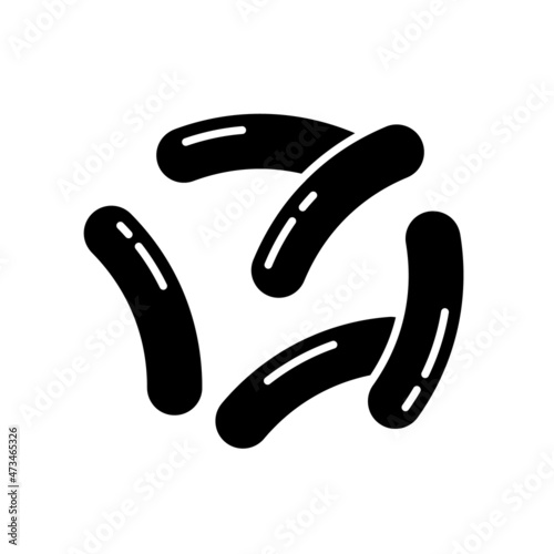 Probiotics silhouette icon. Black simple vector of beneficial microorganisms or live bacteria. Contour isolated pictogram on white background
