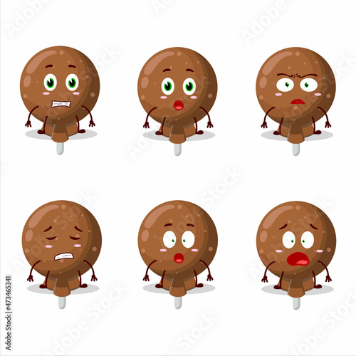 Character cartoon of orange lolipop wrapped with scared expression