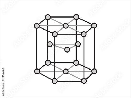 Volumetric Crystal lattice. The position of atoms in a crystal. Vector illustration.