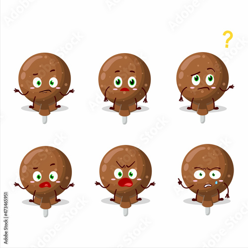 Cartoon character of orange lolipop wrapped with what expression