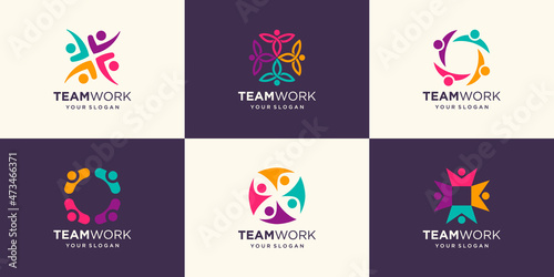Set of Business People Together. Vector Illustration Logo photo