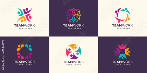 Set of Business People Together. Vector Illustration Logo