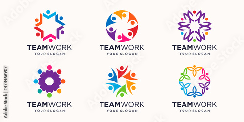Community logo people work team and business vector