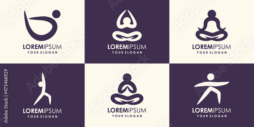 Abstract yoga logo design. Gym, fitness, running trainer vector logo. Active Fitness, sport, dance web icon and symbol