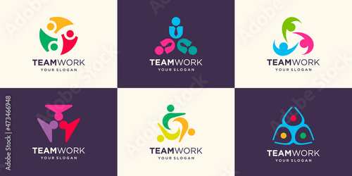 Social people Community Group Logo Design Template. abstract People Icon