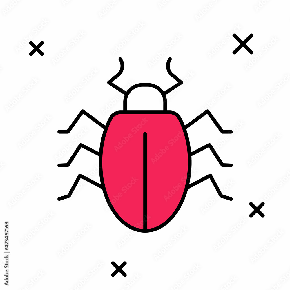 Filled outline Colorado beetle icon isolated on white background. Vector Filled outline Colorado beetle icon isolated on white background. Vector