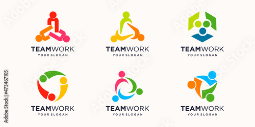 people Unity Together Teamwork Logo Icon Vector