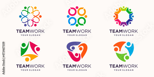 People team logo with colorful design. Simple logo design template