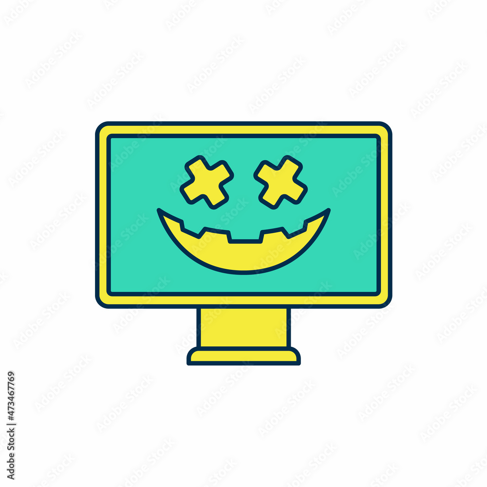 Filled outline Happy Halloween holiday icon isolated on white background. Vector Filled outline Happy Halloween holiday icon isolated on white background. Vector