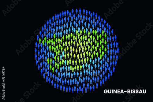 Guinea-Bissau population people map in globe vector illustration design