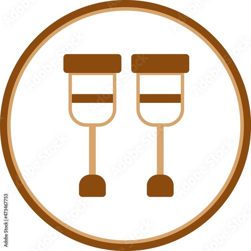 Crutch Flat Circxle Vector Icon Design