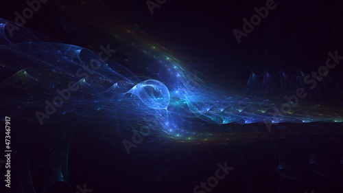 3D rendering abstract multicolor fractal light background