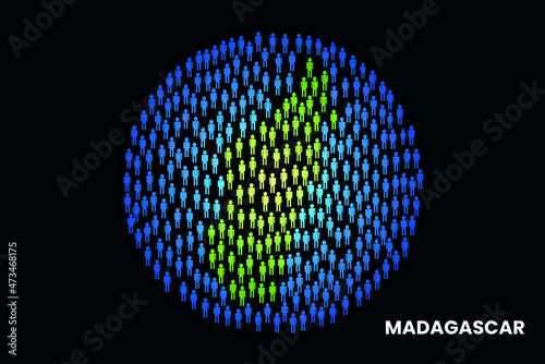 Madagascar population people map in globe vector illustration design