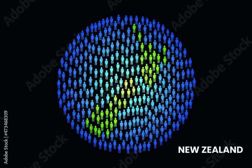 New Zealand population people map in globe vector illustration design