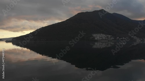 Evening view of the sea, mountains, and the old town