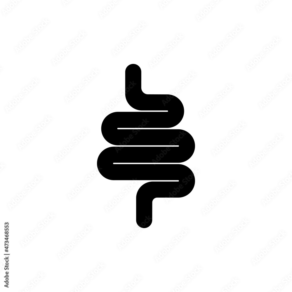 Intestine icon. Anatomy symbol. Organ pictogram, flat vector sign isolated on white background. Simple vector illustration for graphic and web design. EPS 10 Intestine icon. Anatomy symbol. Organ pictogram, flat vector sign isolated on white background. Simple vector illustration for graphic and web design. EPS 10