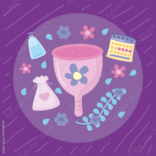 menstruation items in circle