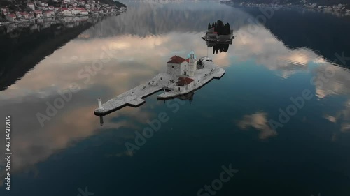 Flight around the island of Gospa od Skrpjela