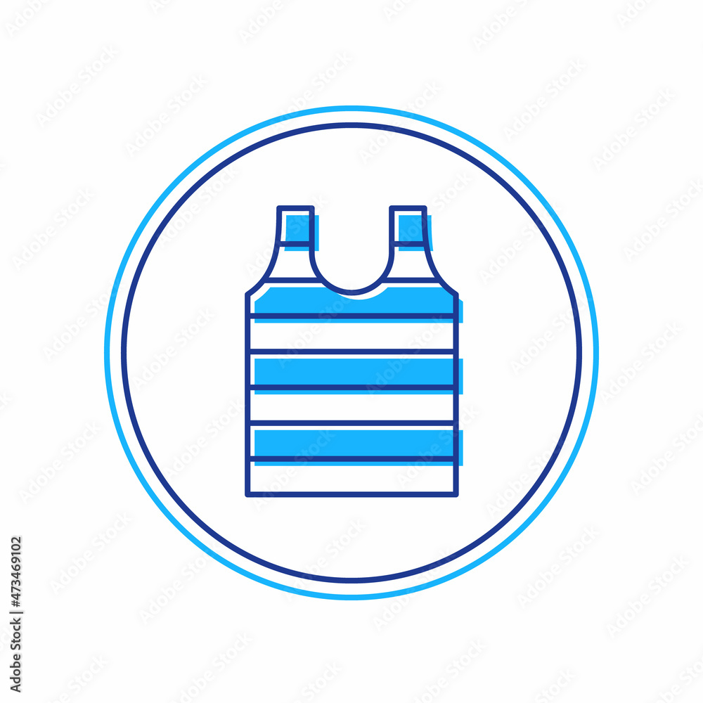 Filled outline Striped sailor t-shirt icon isolated on white background. Marine object. Vector Filled outline Striped sailor t-shirt icon isolated on white background. Marine object. Vector