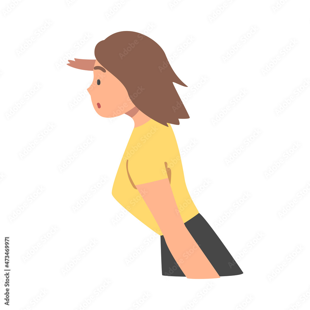 Looking Into Future Woman Character with Her Hand on Forehead Vector Illustration Looking Into Future Woman Character with Her Hand on Forehead Vector Illustration